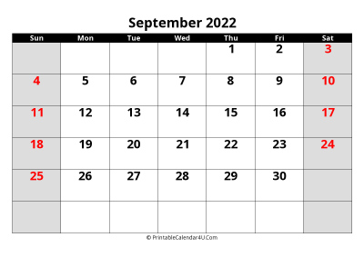 2022 september uk calendar with holidays, with week start on sunday