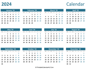 2024 calendar printable landscape layout