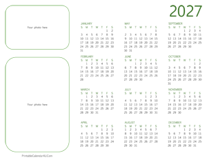 2027 photo calendar landscape layout