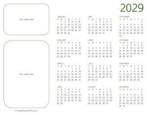 2029 photo calendar landscape layout