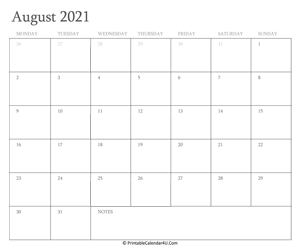 august 2021 calendar printable with holidays