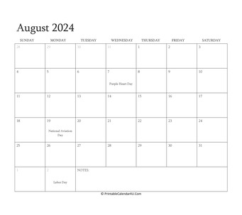 august 2024 calendar printable with holidays