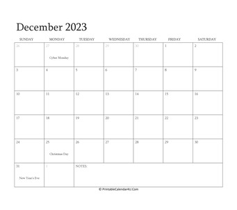 december 2023 calendar printable with holidays