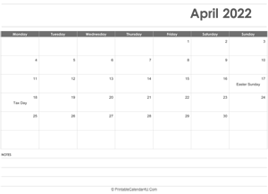 editable april 2022 calendar
