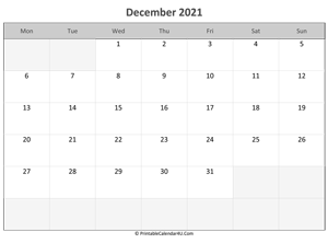 editable calendar december 2021
