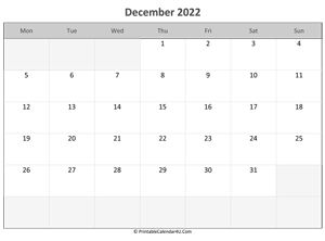 editable calendar december 2022