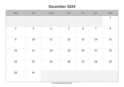 editable calendar december 2024