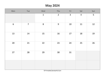 editable calendar may 2024