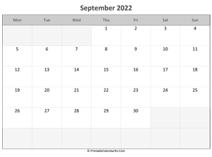 editable calendar september 2022