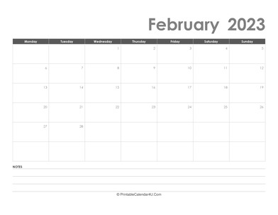 editable february 2023 calendar