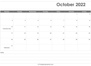 editable october 2022 calendar
