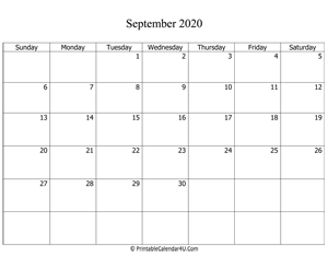 fillable 2020 calendar september