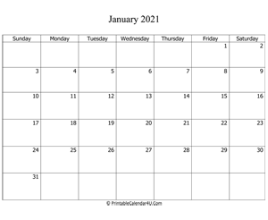 fillable 2021 calendar january
