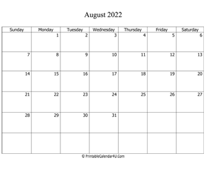 fillable 2022 calendar august