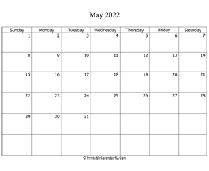 fillable 2022 calendar may