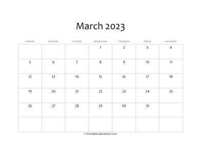 fillable 2023 calendar march
