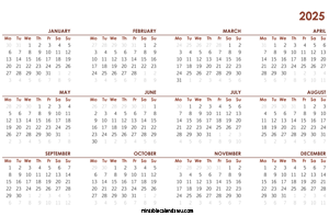 free 2025 calendar