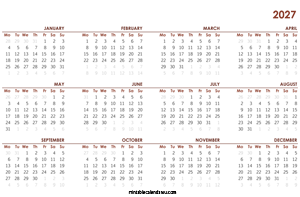 free 2027 calendar