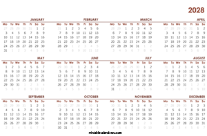 free 2028 calendar