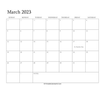 march 2023 calendar printable with holidays