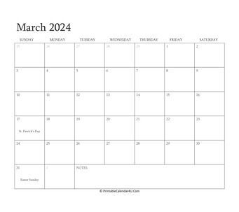 march 2024 calendar printable with holidays