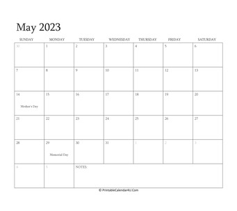 may 2023 calendar printable with holidays