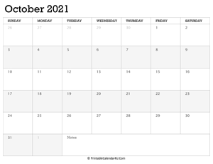 october 2021 calendar printable week starts on sunday