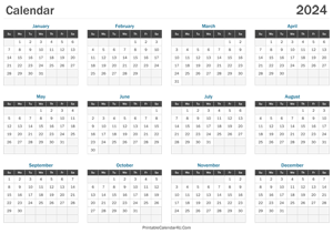 printable calendar 2024 landscape layout