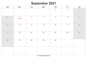 september 2021 calendar with us holidays highlighted landscape layout