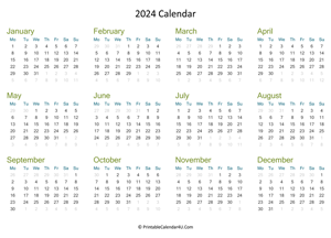 yearly calendar 2024 landscape layout