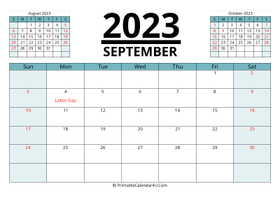2023 calendar september with previous and next month