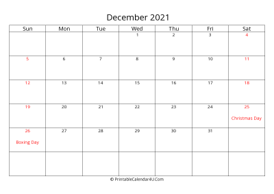 december 2021 calendar printable with uk bank holidays