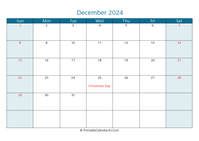 december 2024 calendar printable with us holidays, sunday start, landscape, letter paper size