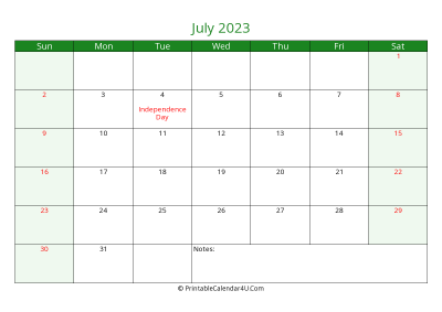 editable calendar july 2023 with us holidays