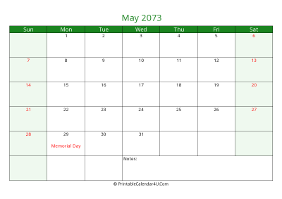 editable calendar may 2073 with us holidays