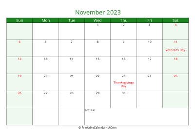 editable calendar november 2023 with us holidays