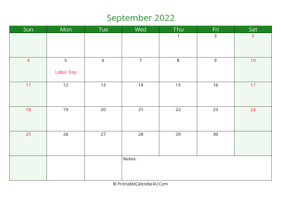 editable calendar september 2022 with us holidays