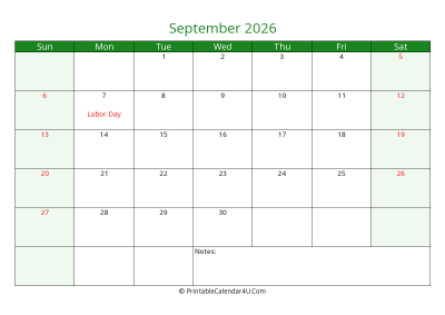 editable calendar september 2026 with us holidays