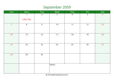 editable calendar september 2059 with us holidays