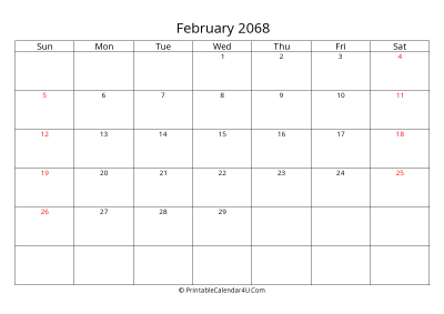 february 2068 calendar printable with uk bank holidays