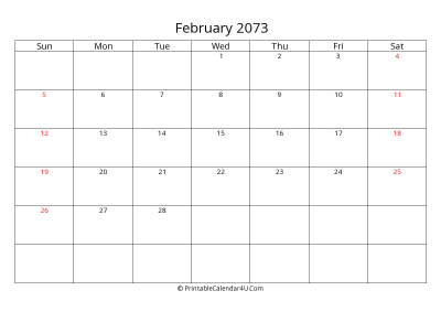 february 2073 calendar printable with uk bank holidays