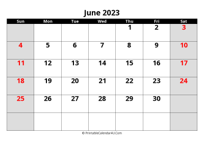 june 2023 editable calendar with large font size