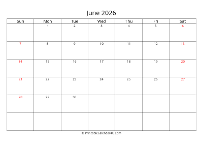 june 2026 calendar printable with uk bank holidays