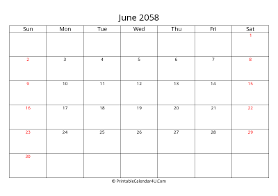 june 2058 calendar printable with uk bank holidays