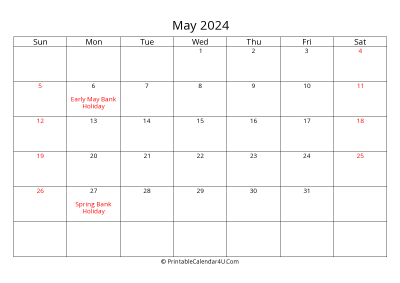 may 2024 calendar printable with uk bank holidays
