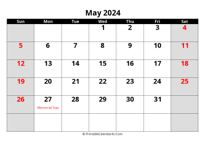 may 2024 editable calendar with large font size