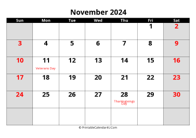 november 2024 editable calendar with large font size