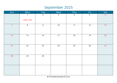 september 2025 calendar printable with holidays