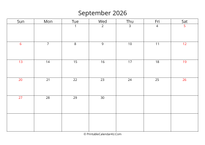 september 2026 calendar printable with uk bank holidays