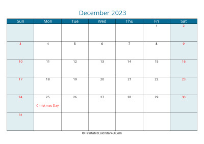 calendar december 2023 week starts on sunday